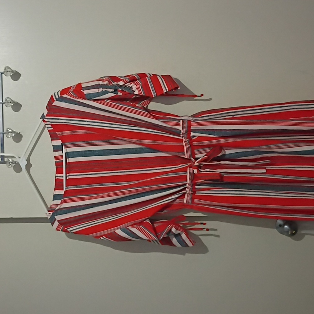ECI Red Striped Midi Dress